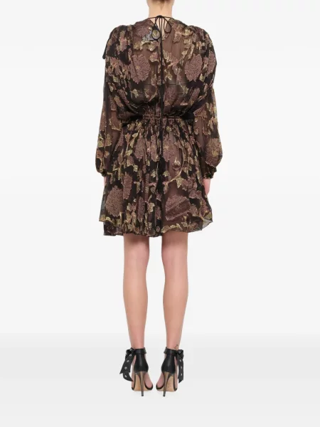 Rochie Lanvin cu model floral din jacard negru