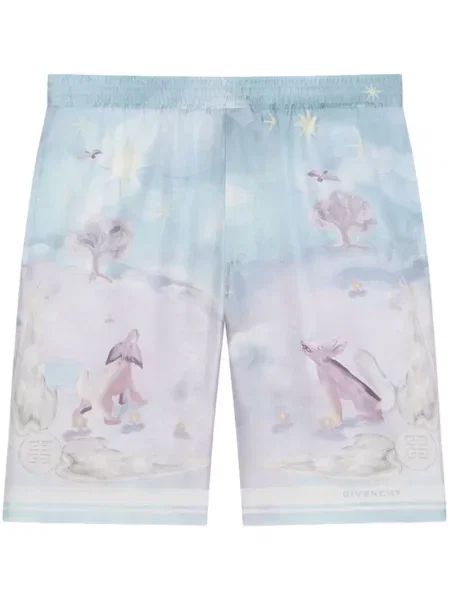 Pantaloni scurți Givenchy de mătase albastru