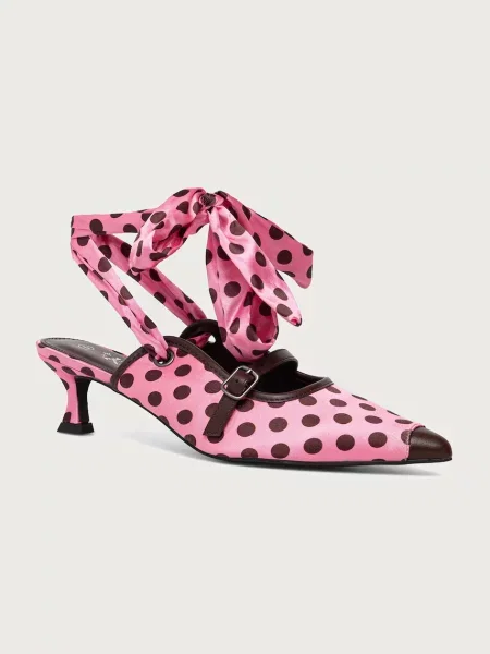 Koi Footwear pantofi cu stiletto cu călcâiul deschis Polka Dot Kitten Heels roz