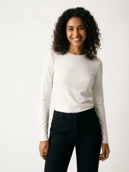 Поліамідна футболка з довгим рукавом кремовий