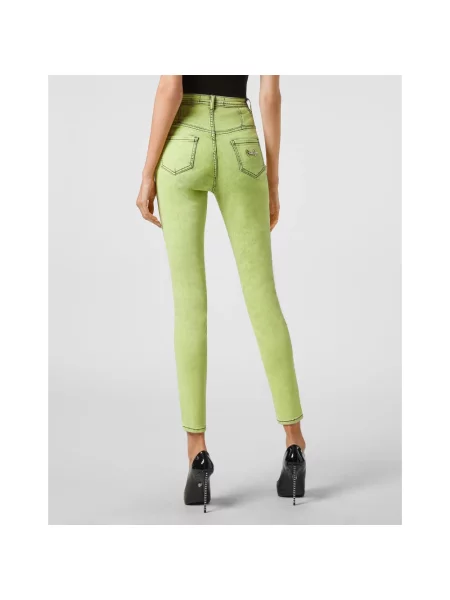Jeansy Philipp Plein z wysoką talią żółte