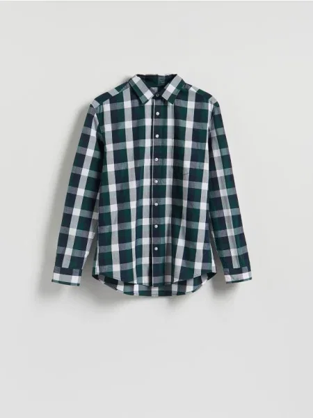 Reserved Cămașă regular fit în carouri verde-închis verde