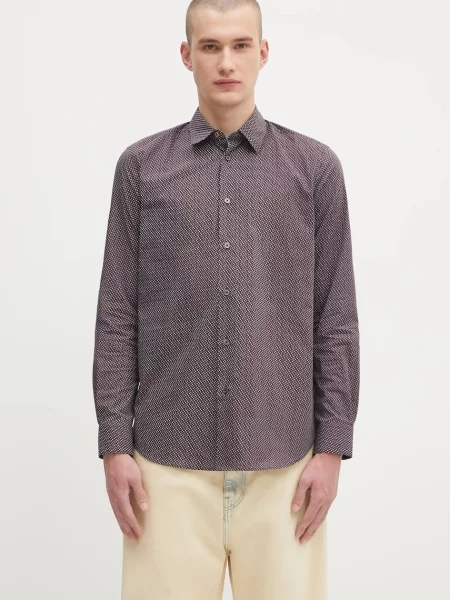 Paul Smith cămașă din cu guler clasic regular bordo