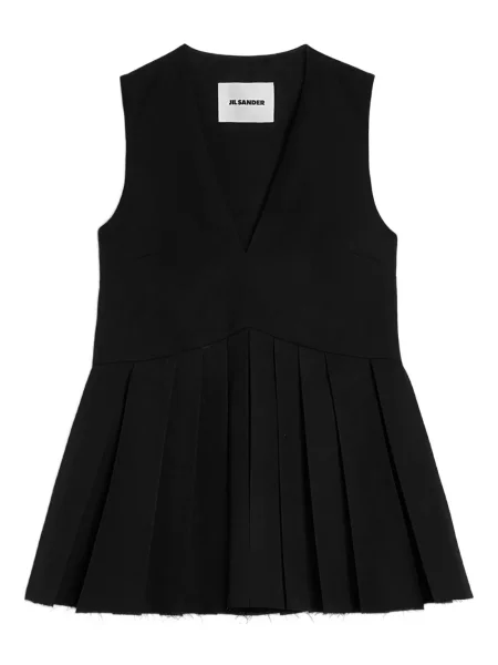 Top Jil Sander de lână plisat negru