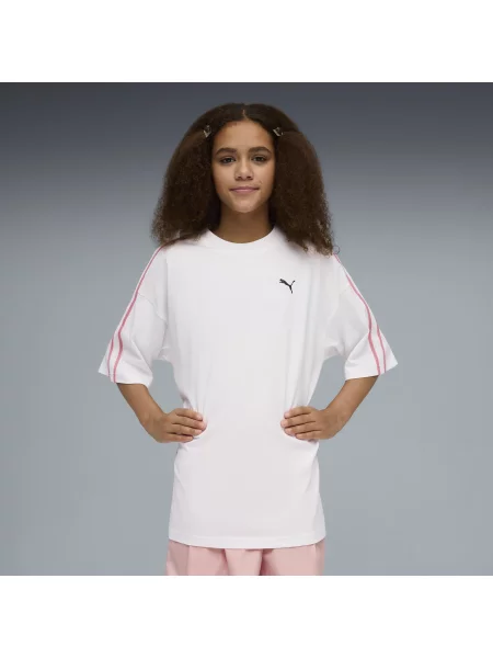 PUMA Młodzieżowa koszulka oversize z grafiką Akcesoria biały