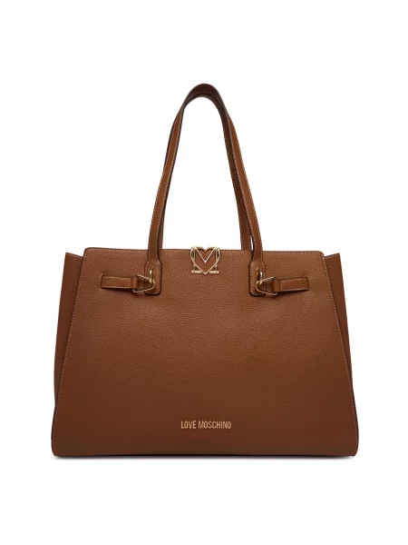 Shopperka Love Moschino z logo brązowa