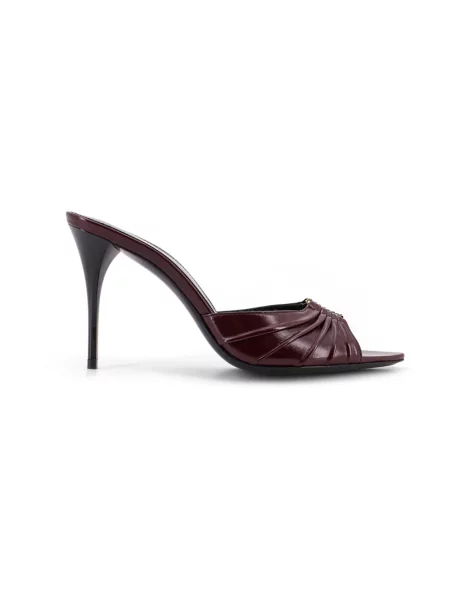 Klapki Saint Laurent skórzane brązowe
