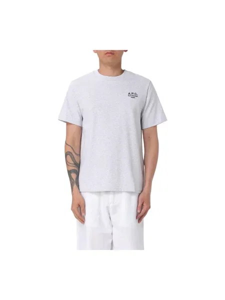 Koszulka A.p.c. z logo z dekoltem w kształcie litery U szara
