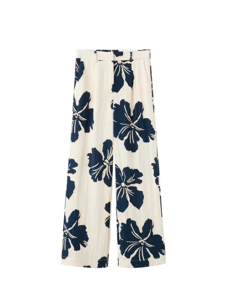 MANGO Pantaloni cutați DOTTER albastru noapte / murdar alb