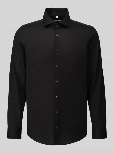 Koszula biznesowa o kroju slim fit z mieszanki bawełny i modalu model Light Spread Kent' Seidensticker czarna