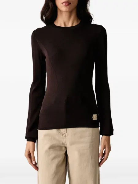 Pulover Armani Exchange cu broderie maro
