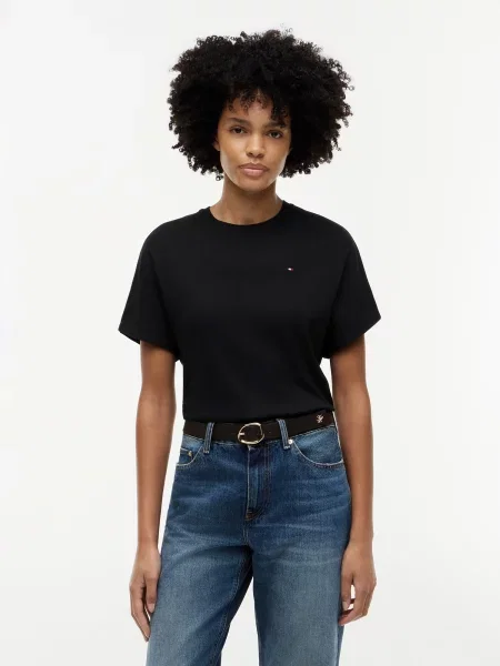 TOMMY HILFIGER Marškinėliai CODY vyšninė / juoda balta