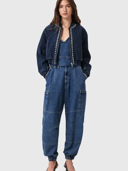 Однотонная блузка Allsaints голубая
