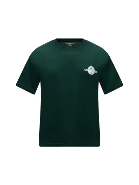 JACK & JONES Tricou JJASTRO verde închis alb