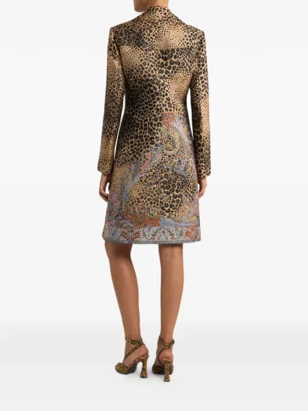 Płaszcz Etro żakardowy dwurzędowy brązowy