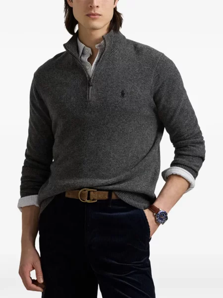 Tricou polo Polo Ralph Lauren cu glugă cu blană cu broderie roșu