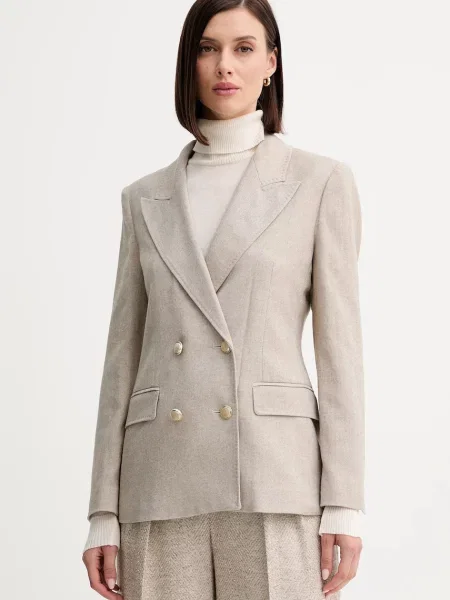 Marella sacou din lână cu doua rânduri de uni bej