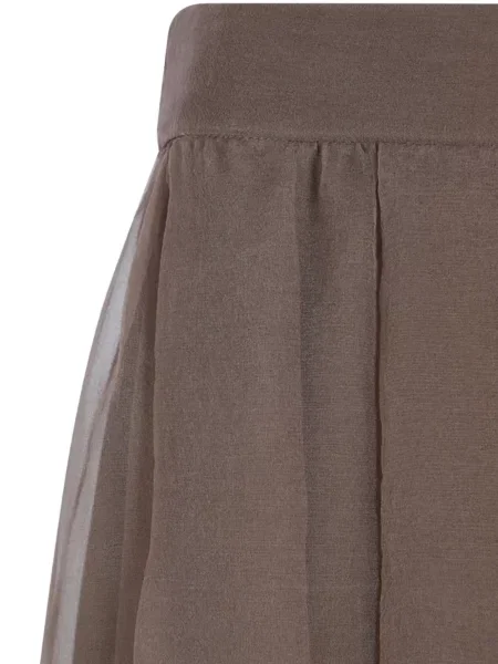Fusta maxi Brunello Cucinelli de mătase maro