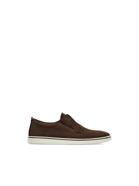 Sneakersy Ferragamo skórzane wsuwane brązowe