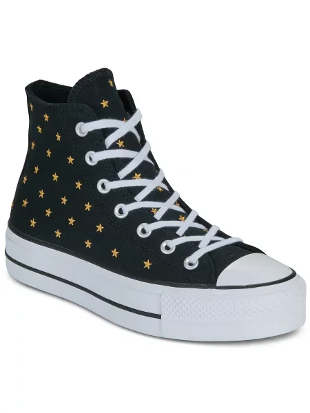 Superge Converse z vezenjem s platformo črna