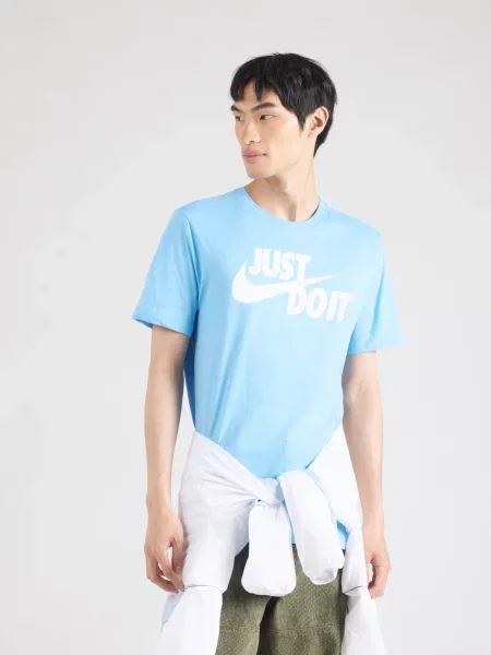 Nike Sportswear Tričko Swoosh nebesky modrá biela