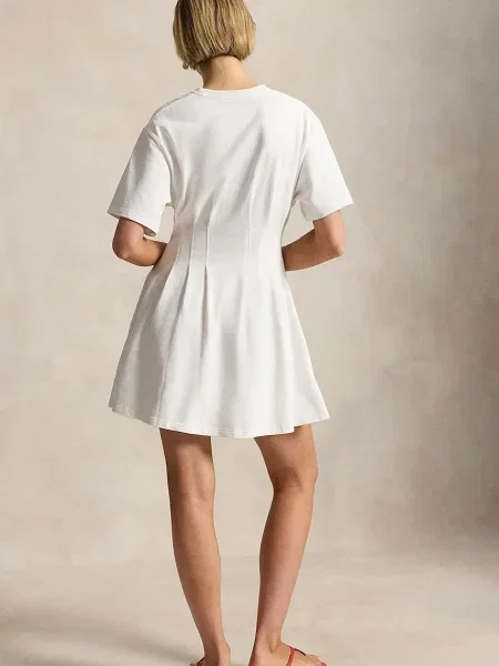 Polo Ralph Lauren JERSY-KNT-DRESSES sukienka rozkloszowana biała