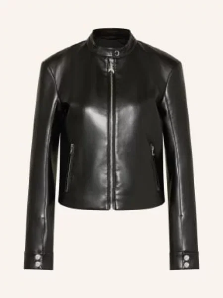 Patrizia Pepe Kurtka Motocyklowa Imitująca Skórę schwarz czarna
