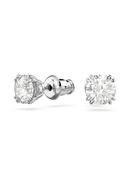 Swarovski Akcesoria Kobieta Biały ONE SIZE Okrągłe białe kolczyki Constella z rodu szare