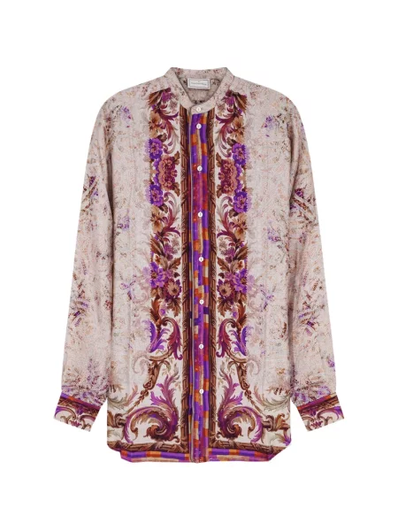 Cămașă Pierre-louis Mascia de mătase cu model floral cu imagine roz