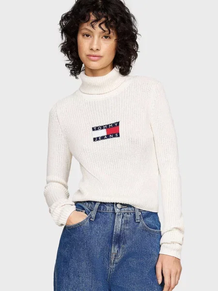 Меланжева водолазка Tommy Jeans біла