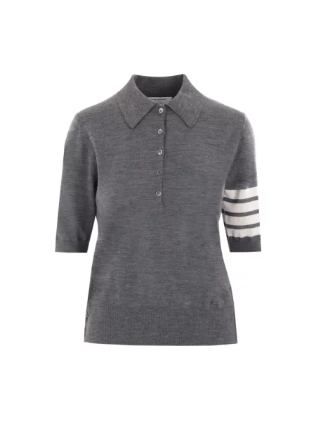 Koszulka polo Thom Browne wełniana szara