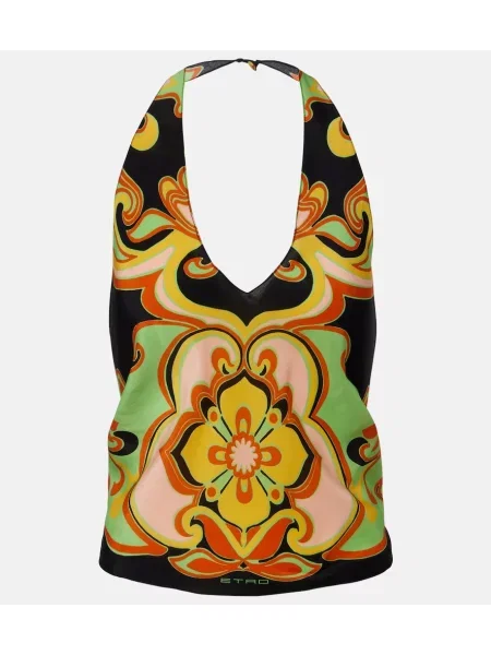 Bluză Etro de mătase cu model floral negru