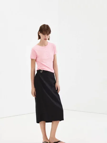 Sweter z cienkiej dzianiny z krótkim rękawem Kobieta XXS MANGO różowy