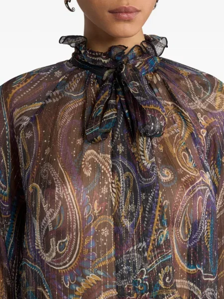 Bluză Etro de mătase cu model paisley violet
