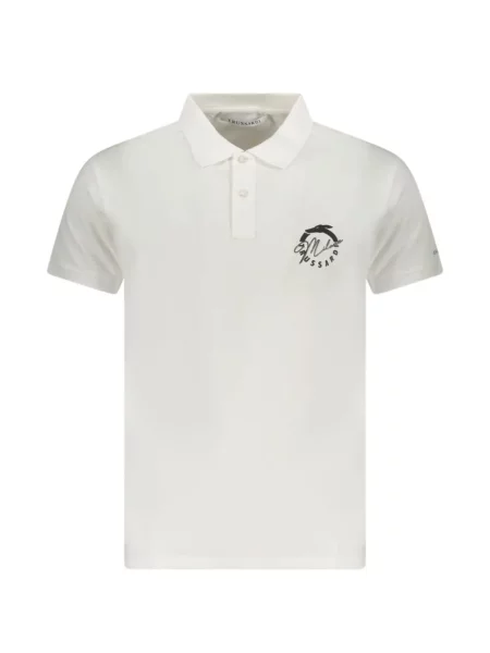 Tricou polo Trussardi cu autograf alb