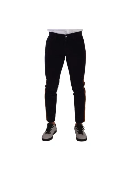 Skinny spodnie Dolce And Gabbana sztruksowe czarne