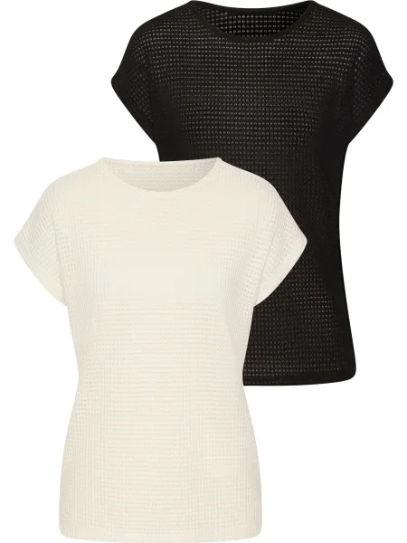 VIVANCE Majica svetlo bež črna