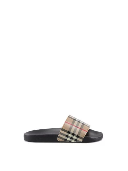Sandały Burberry w kratę retro beżowe