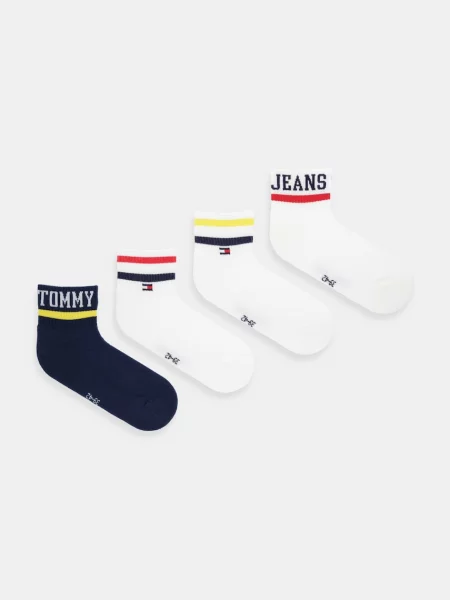 Чорапи Tommy Jeans 4 чифта бяло