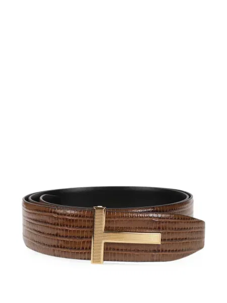 Curea Tom Ford din piele cu autograf maro