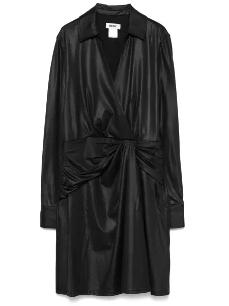 Rochie midi Dkny plisată până la genunchi de costum negru