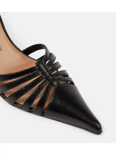 Papuci tip mules Paris Texas din piele negru