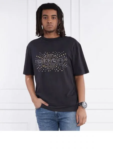 HUGO Tricou Dunic | Relaxed fit negru