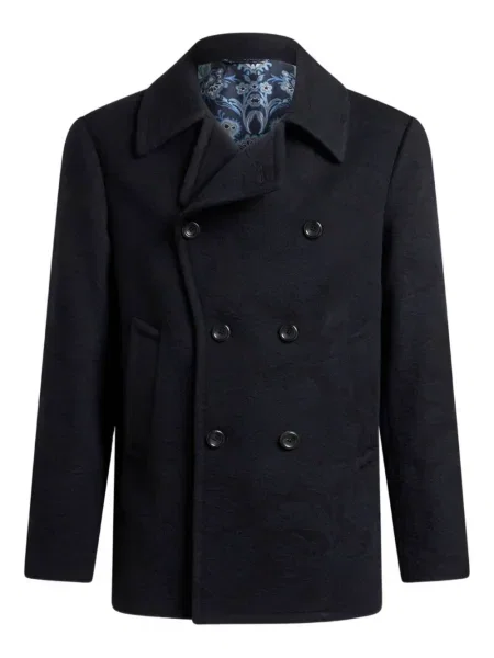 Palton Etro din jacard albastru