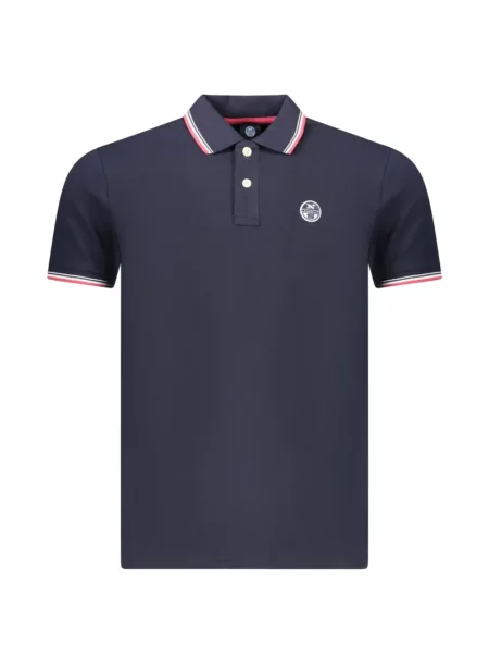 Tricou polo North Sails cu dungi cu autograf albastru