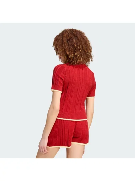 KOSZULKA POLO CABLE KNIT CALI czerwona