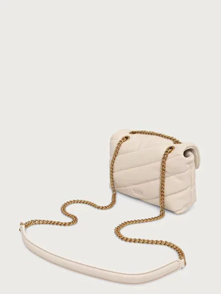 Pinko чанта crossbody дамска от кожа бяло