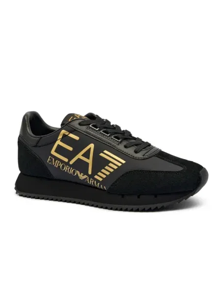 Sneakers cu adaos de piele negru