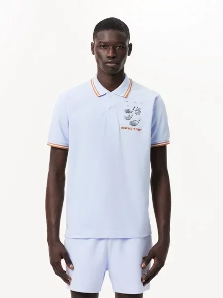 Поло Lacoste голубое