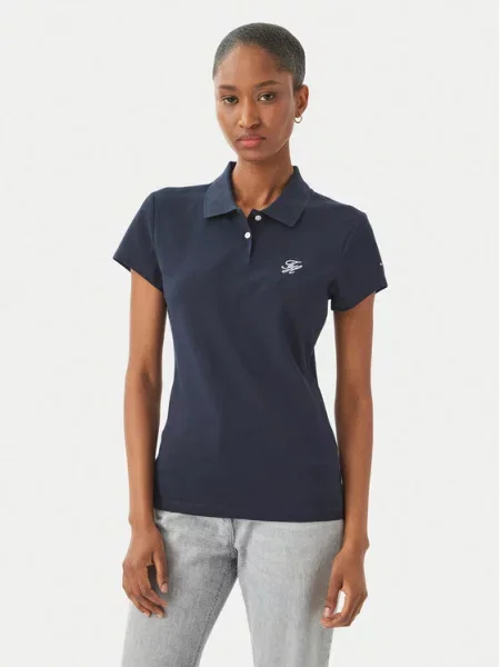 Tommy Hilfiger Тениска с яка и Logo Тъмносин